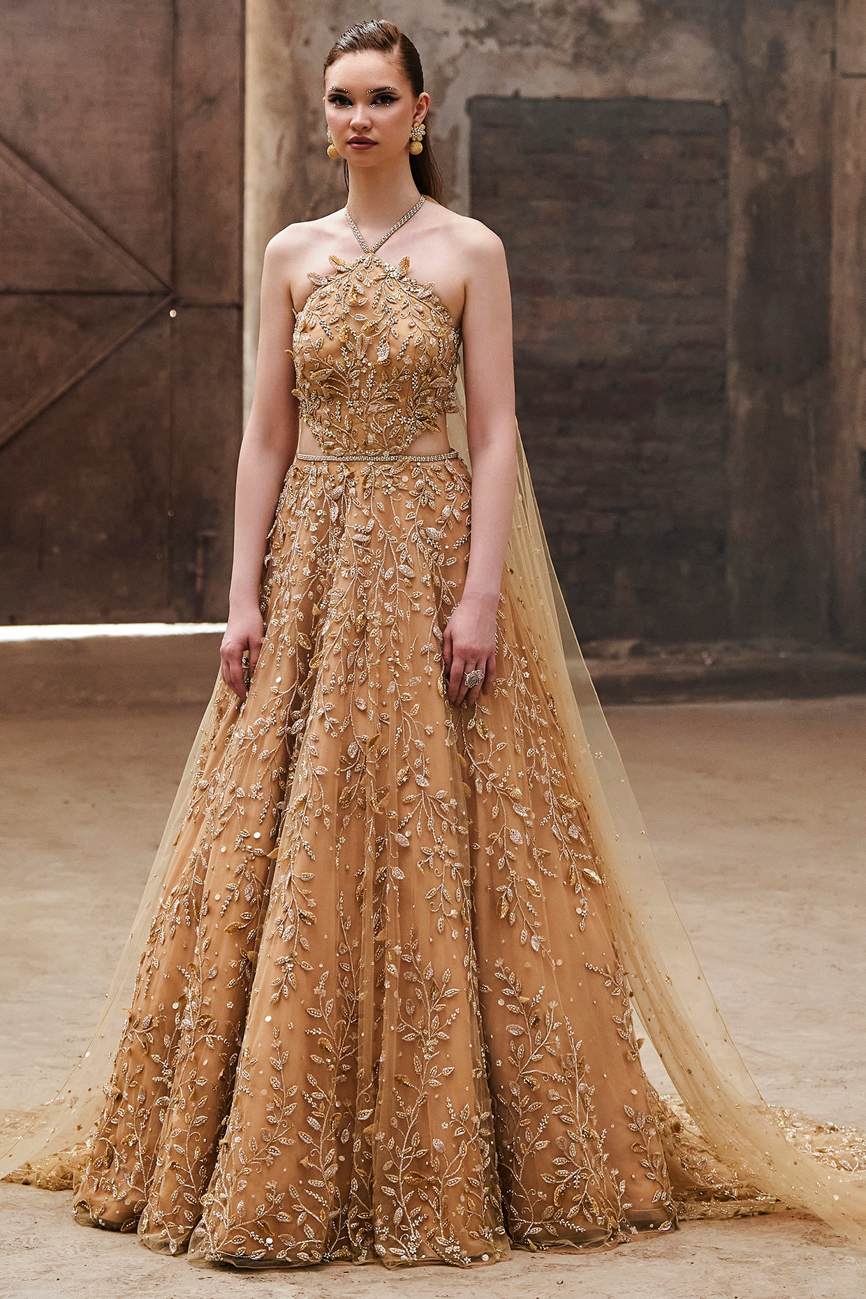 Golden party wear outlet gown