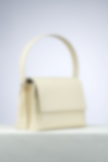 Cream Premium Italian Leather Handbag by PERONA Accessories