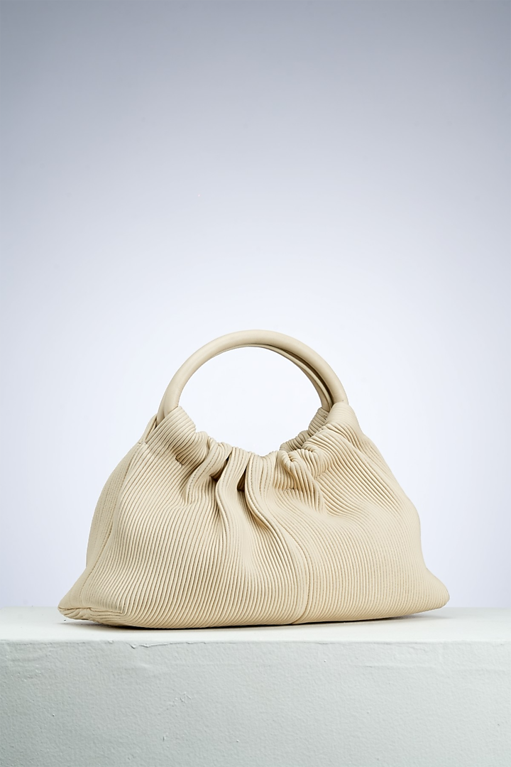 Beige Genuine Leather Handbag by PERONA Accessories at Pernia's Pop Up Shop