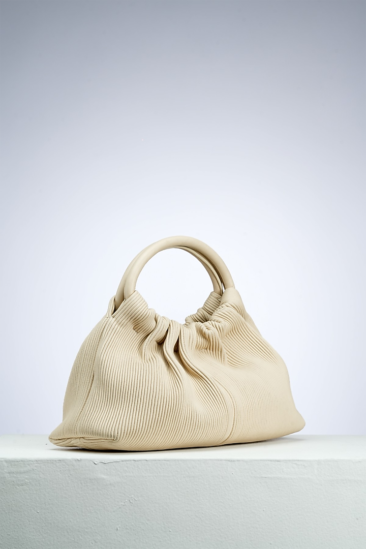 Beige Genuine Leather Handbag by PERONA Accessories at Pernia's Pop Up Shop
