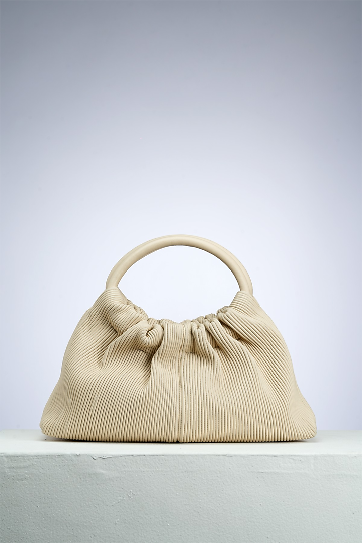 Beige Genuine Leather Handbag by PERONA Accessories at Pernia's Pop Up Shop