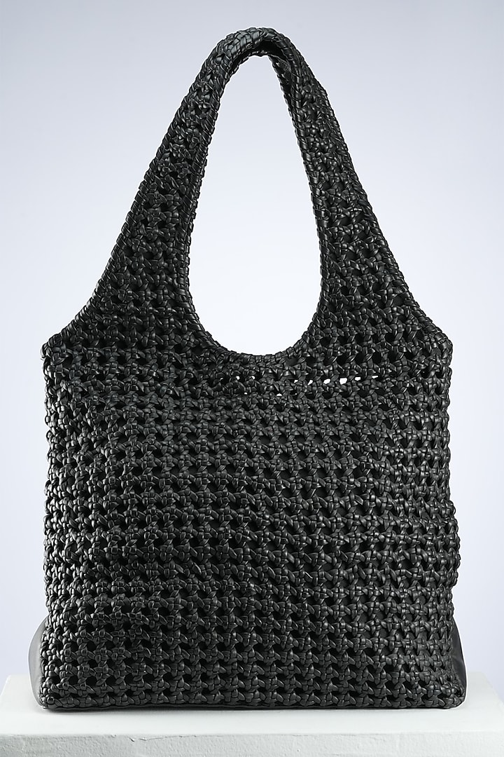 Black Italian Leather Handbag by PERONA Accessories