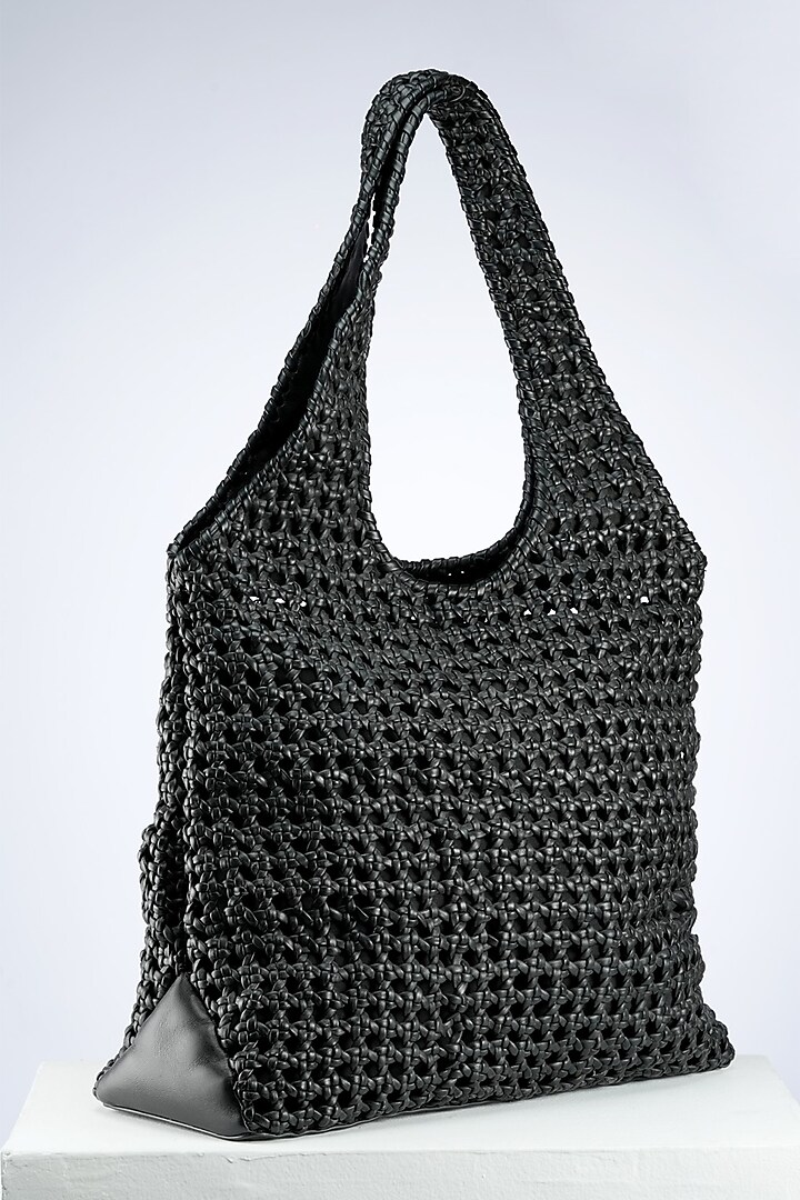Black Italian Leather Handbag by PERONA Accessories at Pernia's Pop Up Shop