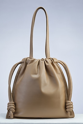 Light Brown Premium Leather Slouchy Bag by PERONA Accessories