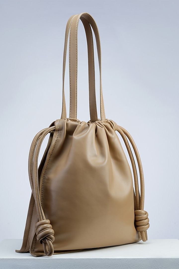 Light Brown Premium Leather Slouchy Bag by PERONA Accessories at Pernia's Pop Up Shop