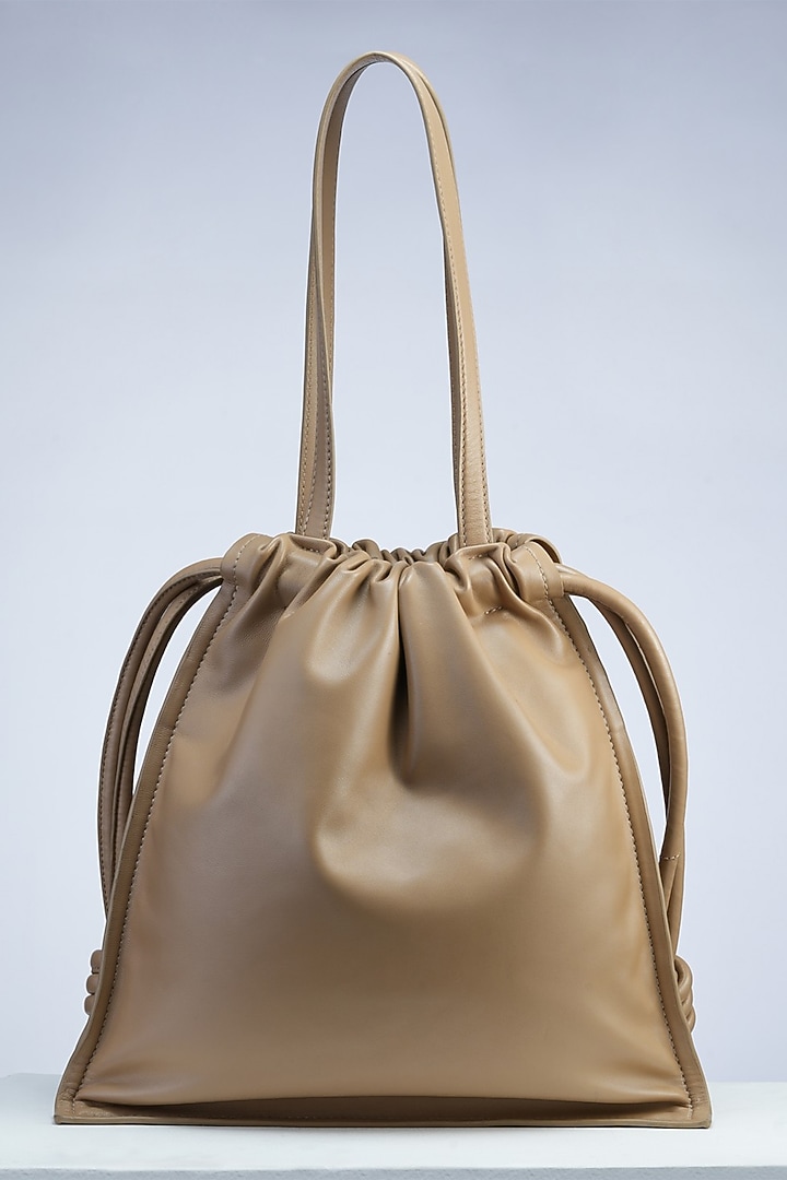 Light Brown Premium Leather Slouchy Bag by PERONA Accessories at Pernia's Pop Up Shop