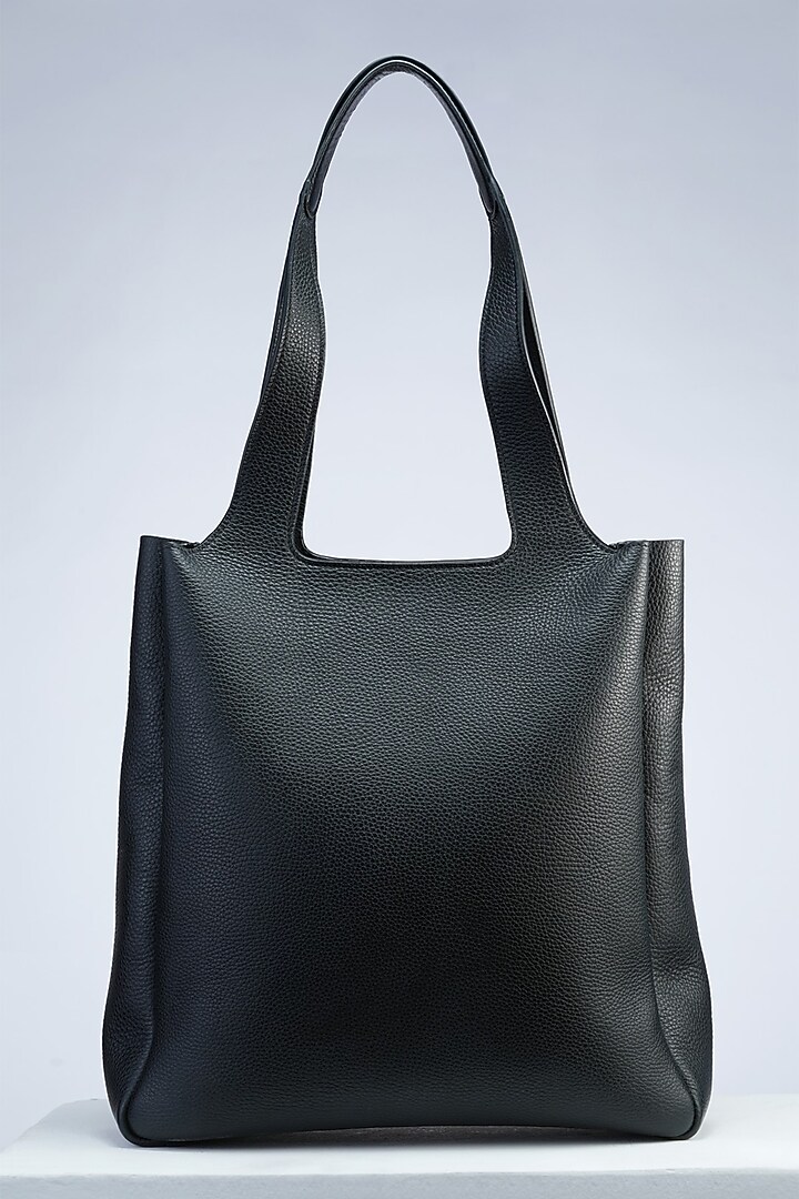 Black Italian Leather Tote Bag by PERONA Accessories at Pernia's Pop Up Shop