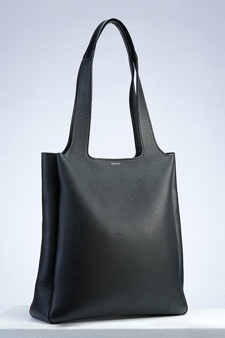 Black Italian Leather Tote Bag by PERONA Accessories at Pernia's Pop Up Shop