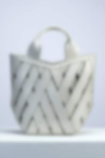 White Fine Genuine Leather Handbag by PERONA Accessories