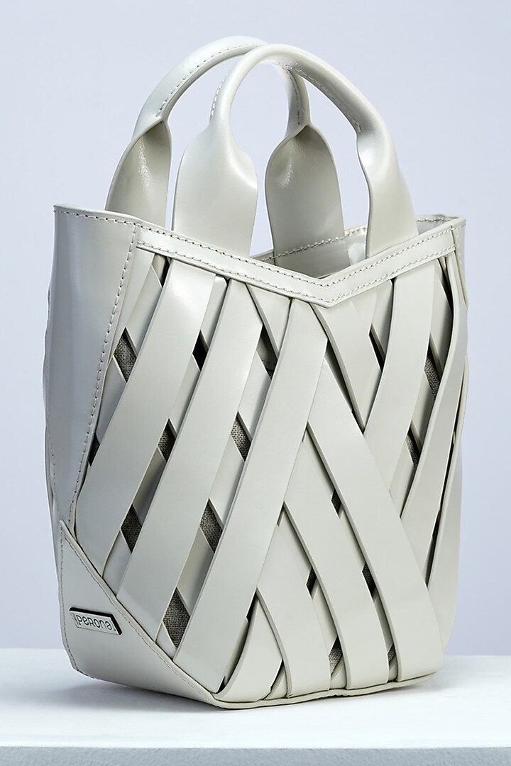 White Fine Genuine Leather Handbag by PERONA Accessories at Pernia's Pop Up Shop