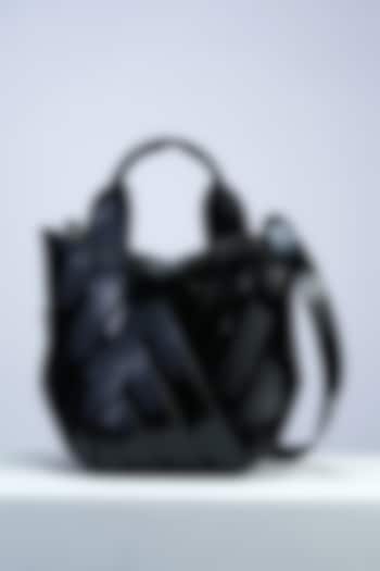 Black Fine Genuine Leather Handbag by PERONA Accessories