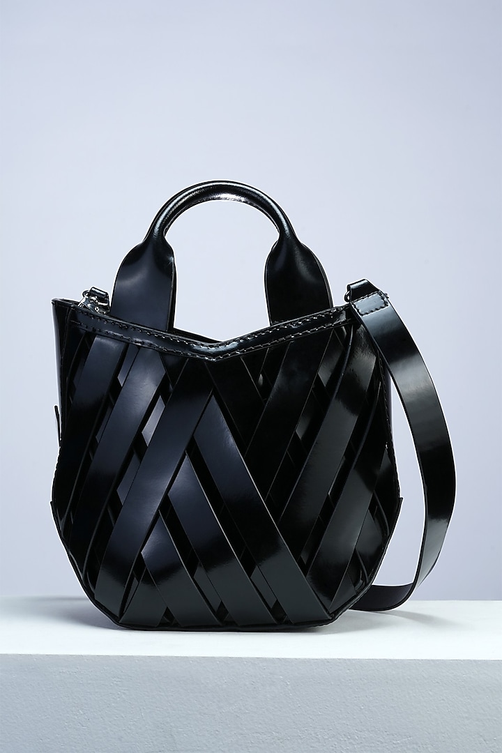 Black Fine Genuine Leather Handbag by PERONA Accessories