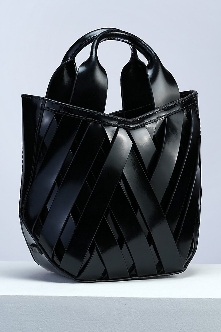 Black Fine Genuine Leather Handbag by PERONA Accessories at Pernia's Pop Up Shop