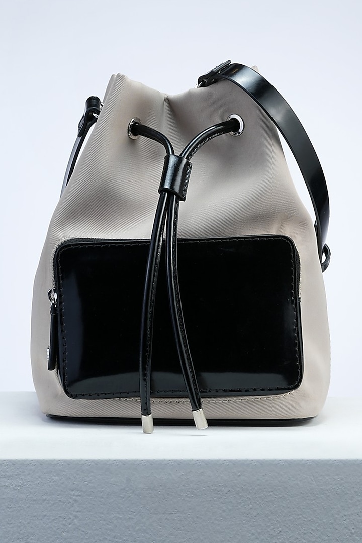 Beige Nylon & Italian Leather Handbag by PERONA Accessories at Pernia's Pop Up Shop