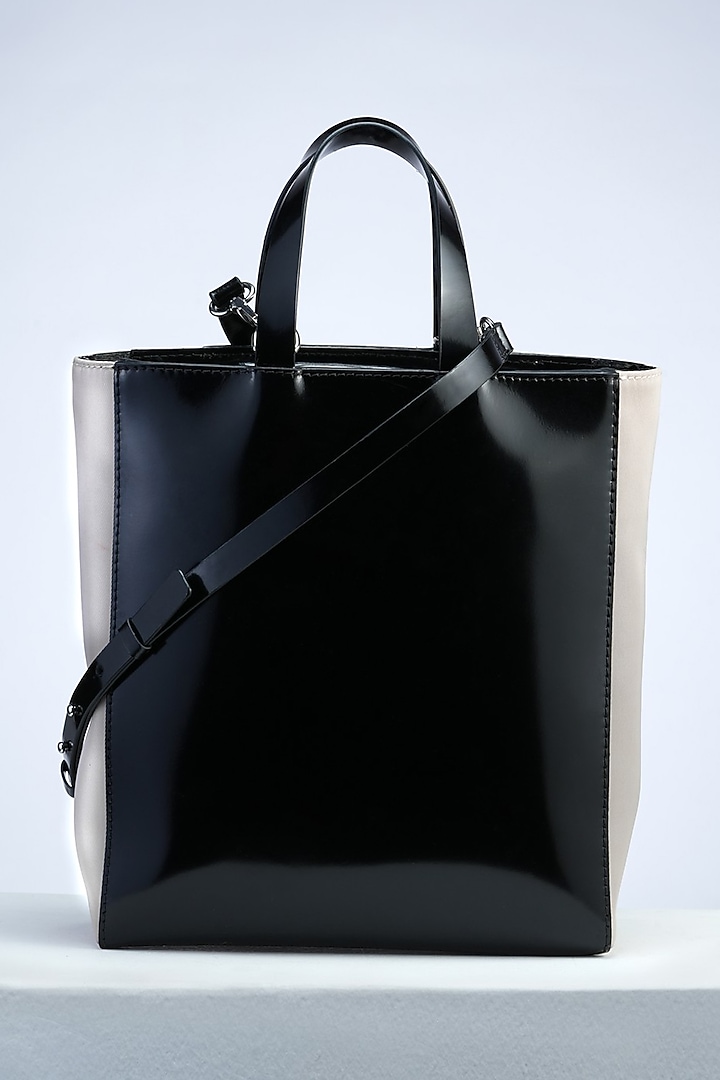 Beige Nylon & Italian Leather Tote Bag by PERONA Accessories at Pernia's Pop Up Shop