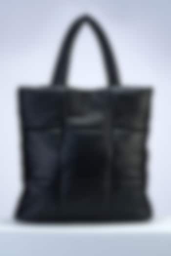 Black Italian Leather Handcrafted Quilted Handbag by PERONA Accessories