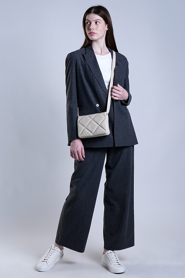 White Leather Quilted Crossbody Bag by PERONA Accessories at Pernia's Pop Up Shop