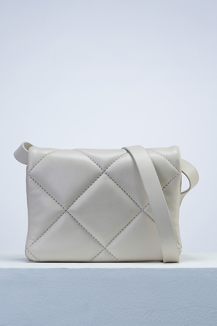 White Leather Quilted Crossbody Bag by PERONA Accessories at Pernia's Pop Up Shop