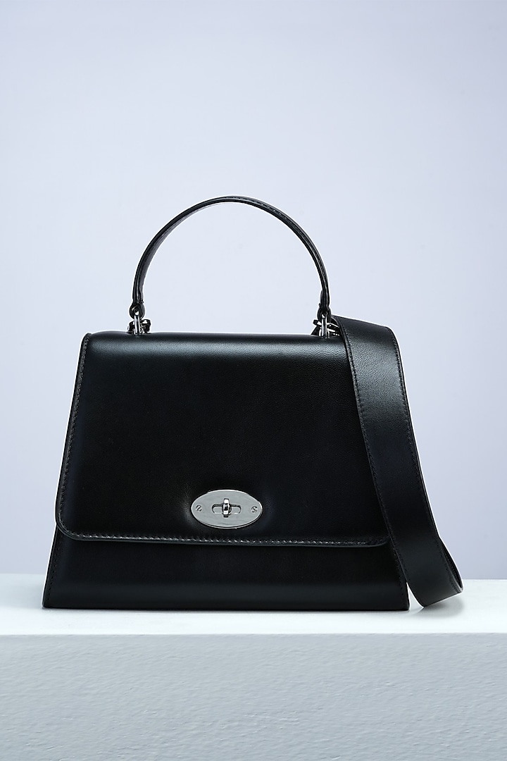 Black Italian Leather Crossbody Bag by PERONA Accessories