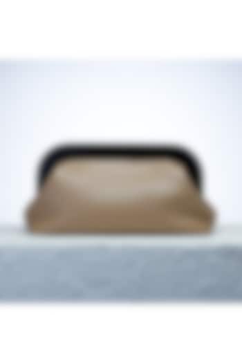 Beige Soft Leather Clutch by PERONA Accessories