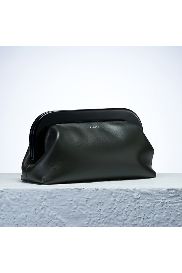 Olive Soft Leather Clutch by PERONA Accessories at Pernia's Pop Up Shop