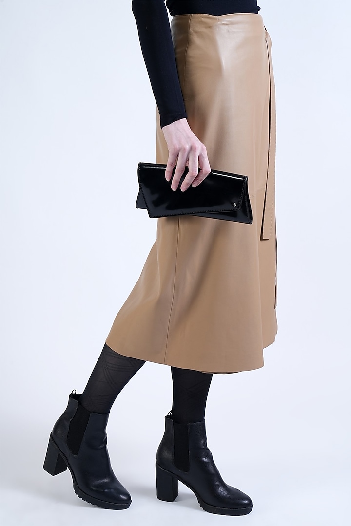 Black Lush Italian Leather Clutch by PERONA Accessories at Pernia's Pop Up Shop