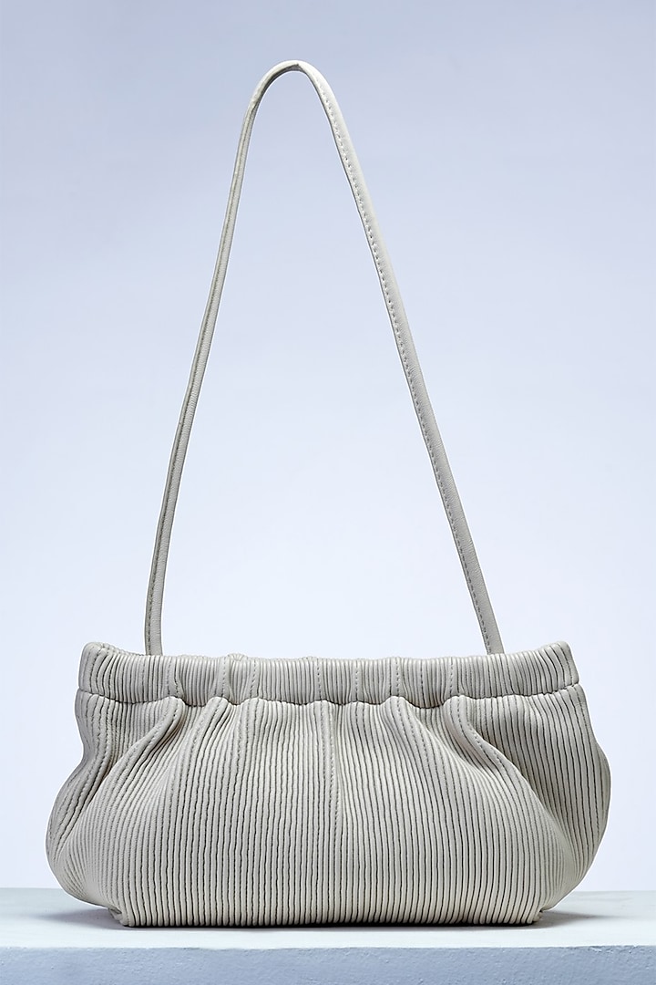 Beige Premium Leather Handbag by PERONA Accessories