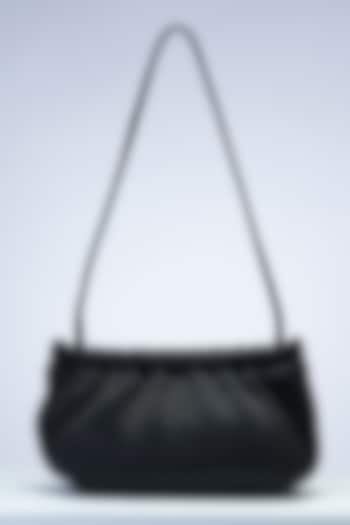 Black Premium Leather Handbag by PERONA Accessories