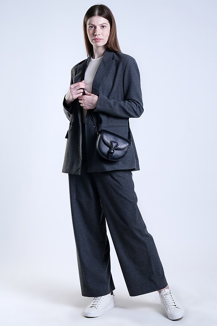 Black Premium Leather Saddle Bag by PERONA Accessories at Pernia's Pop Up Shop