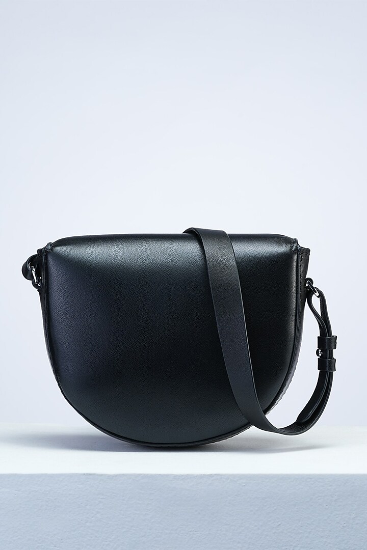 Black Premium Leather Saddle Bag by PERONA Accessories at Pernia's Pop Up Shop