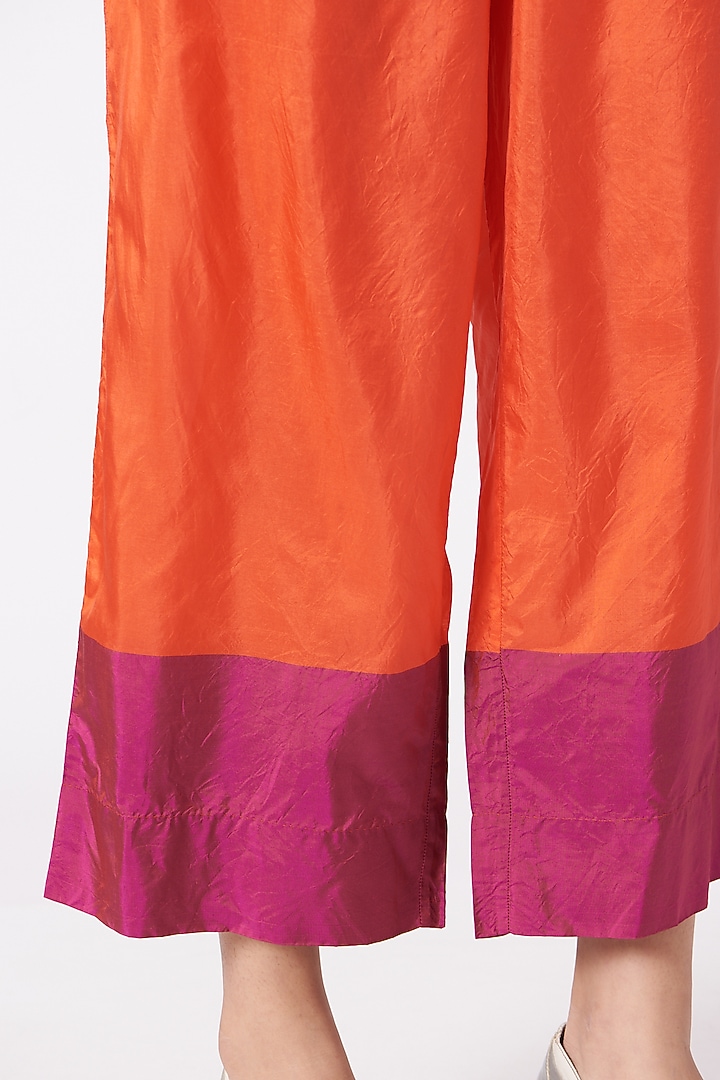 Orange Handwoven Silk Pants by Pero at Pernia's Pop Up Shop