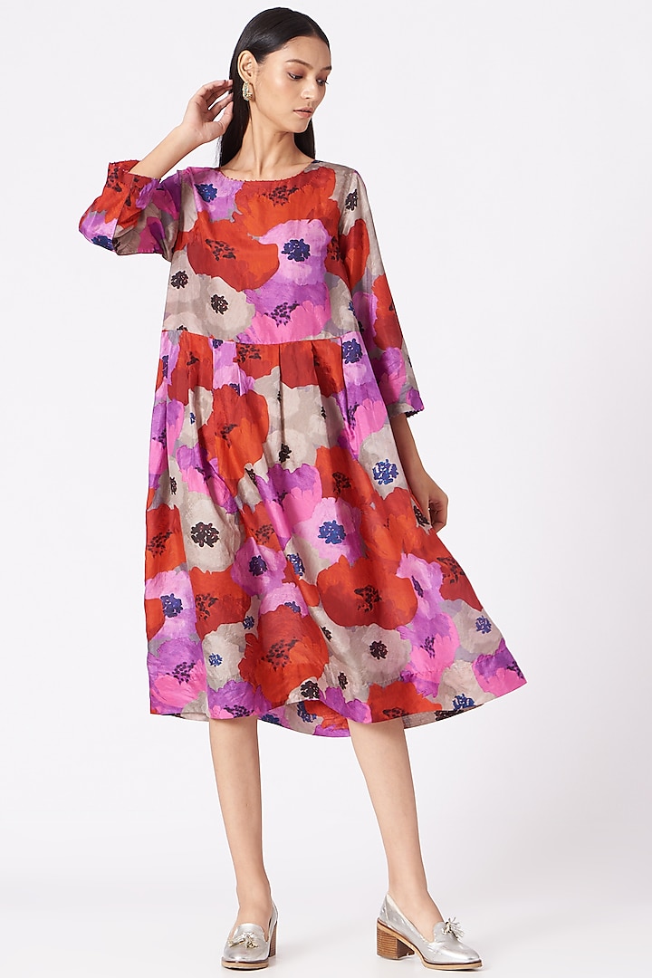 Multi-Colored Printed Handwoven Dress by Pero