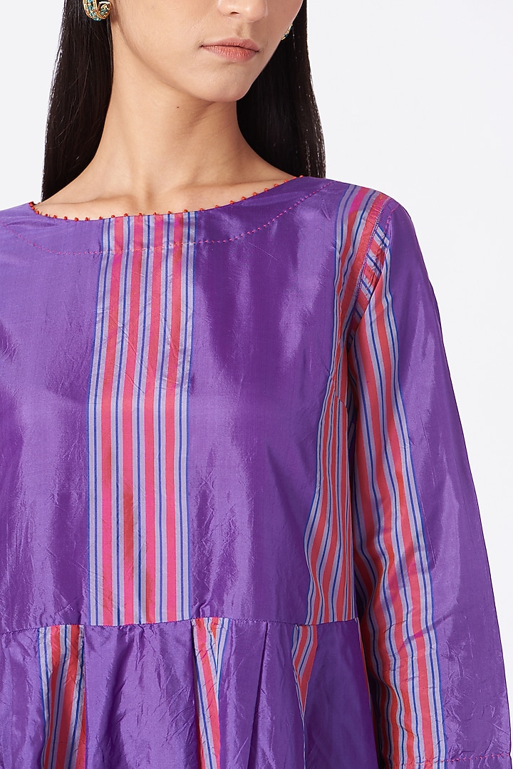 Purple Striped Cocktail Dress by Pero at Pernia's Pop Up Shop