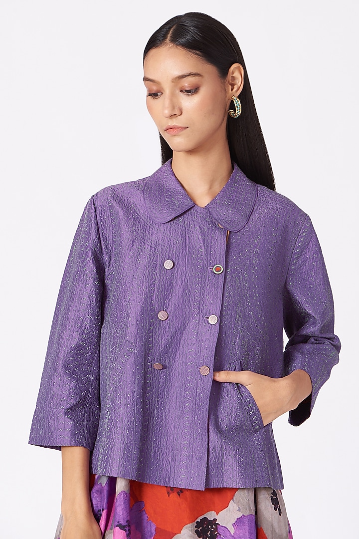 Purple Handwoven Jacket by Pero at Pernia's Pop Up Shop