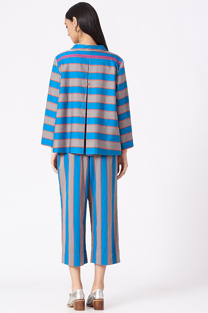 Cobalt Blue Striped Handwoven Pants by Pero at Pernia's Pop Up Shop