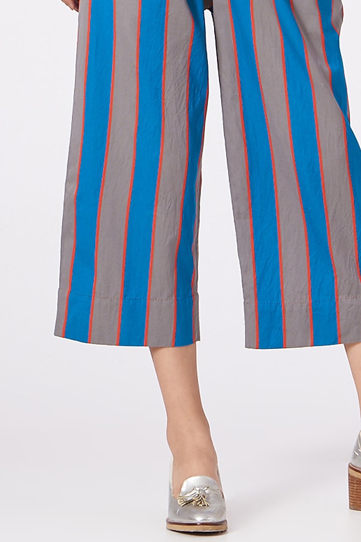 Cobalt Blue Striped Handwoven Pants by Pero at Pernia's Pop Up Shop