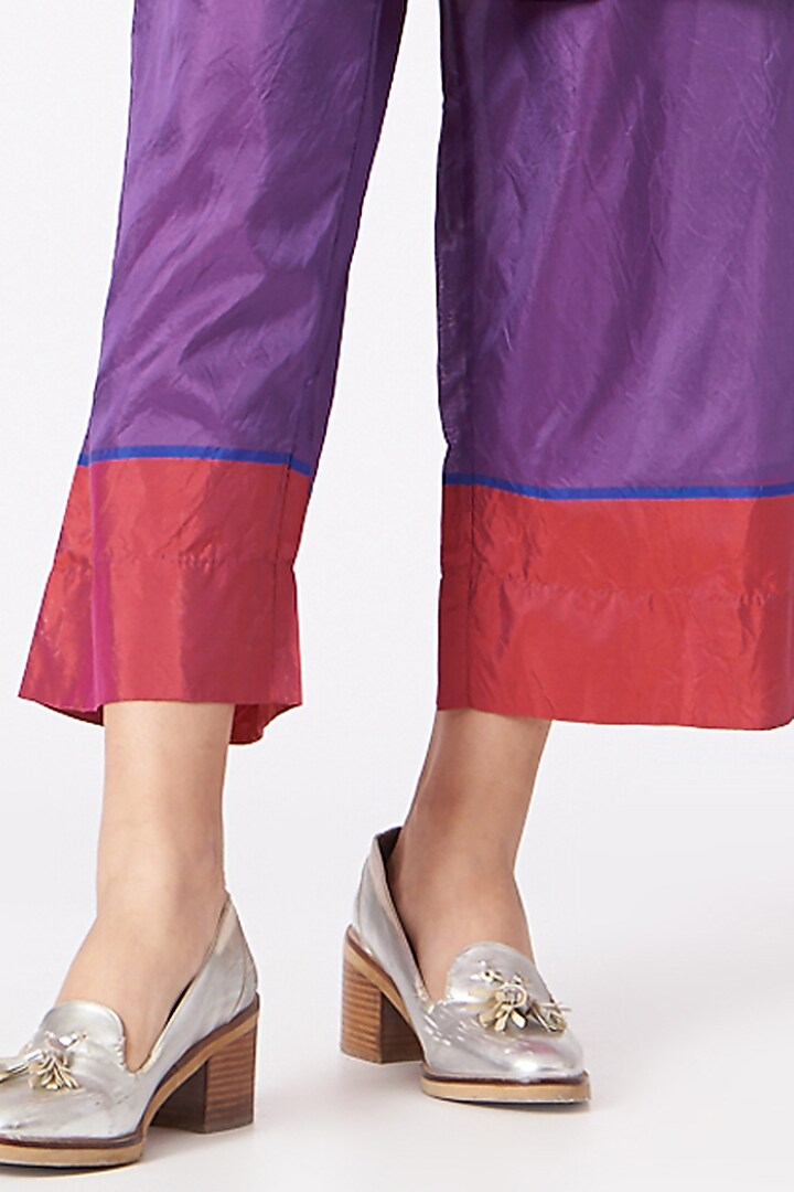 Purple Silk Handwoven Pants by Pero at Pernia's Pop Up Shop