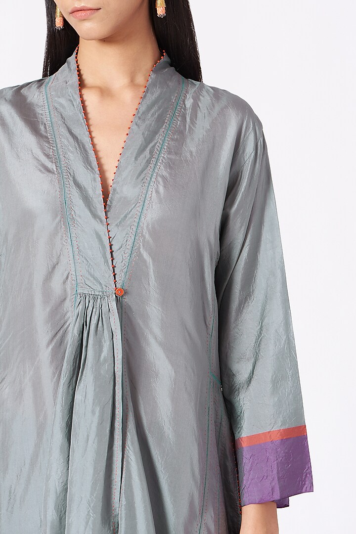 Grey Handwoven Long Top by Pero at Pernia's Pop Up Shop