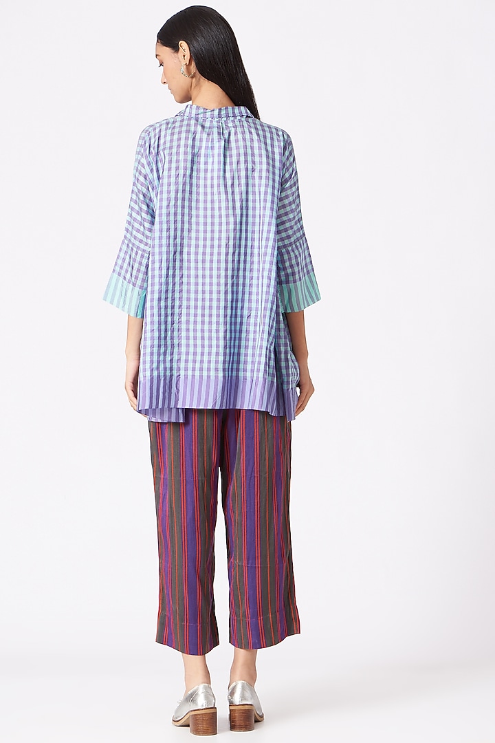 Sky Blue Checkered Handwoven Shirt by Pero at Pernia's Pop Up Shop