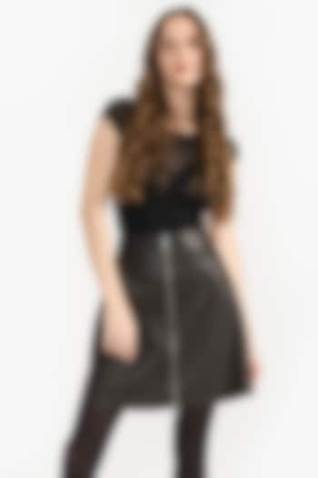 Black Premium Napa Leather Mini Skirt by PERONA