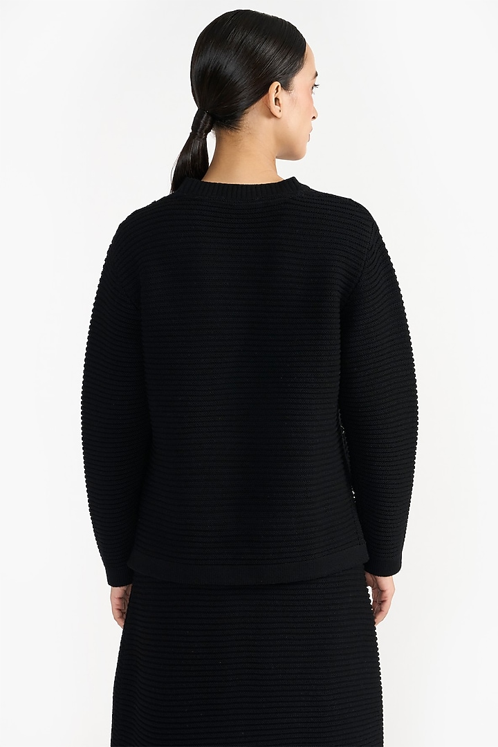 Black Ultra Fine Natural Merino Wool Top by PERONA at Pernia's Pop Up Shop