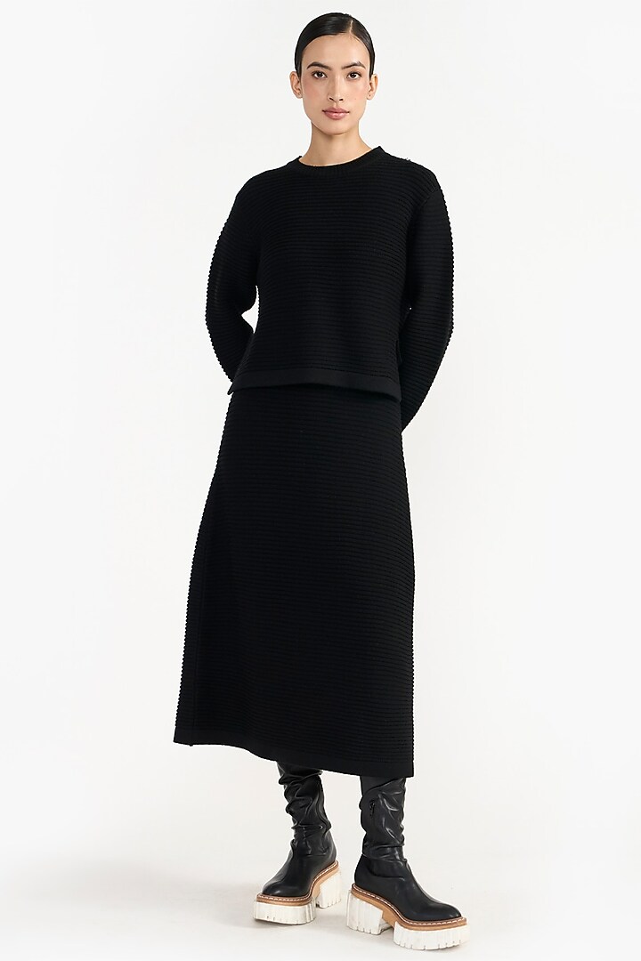 Black Ultra Fine Natural Merino Wool Top by PERONA at Pernia's Pop Up Shop