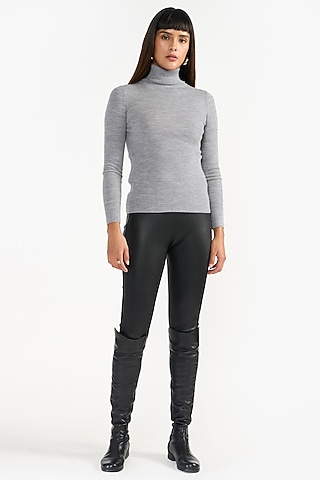 Black Supple Italian Leather Pants by PERONA