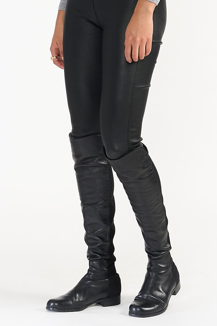 Black Supple Italian Leather Pants by PERONA at Pernia's Pop Up Shop