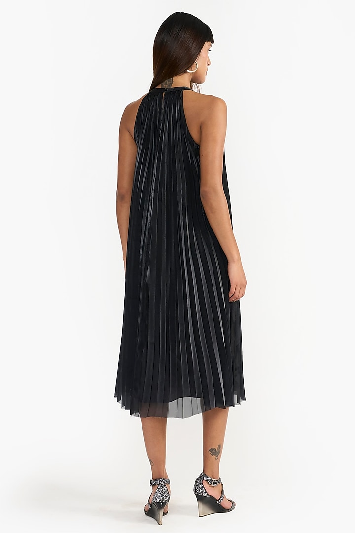 Black Fluid Organza & Terylene A-Line Vacation Dress by PERONA at Pernia's Pop Up Shop