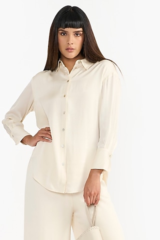 Ivory Viscose & Linen Blend Shirt by PERONA