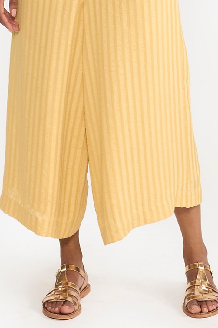 Yellow Viscose & Seersucker Jumpsuit by PERONA at Pernia's Pop Up Shop