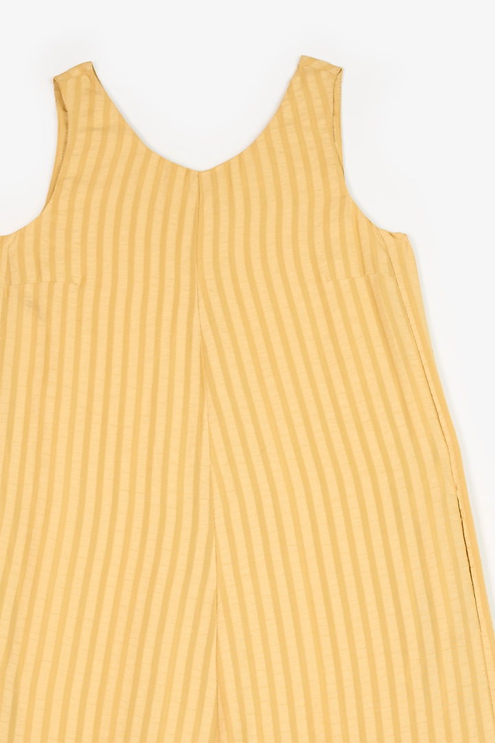 Yellow Viscose & Seersucker Jumpsuit by PERONA at Pernia's Pop Up Shop