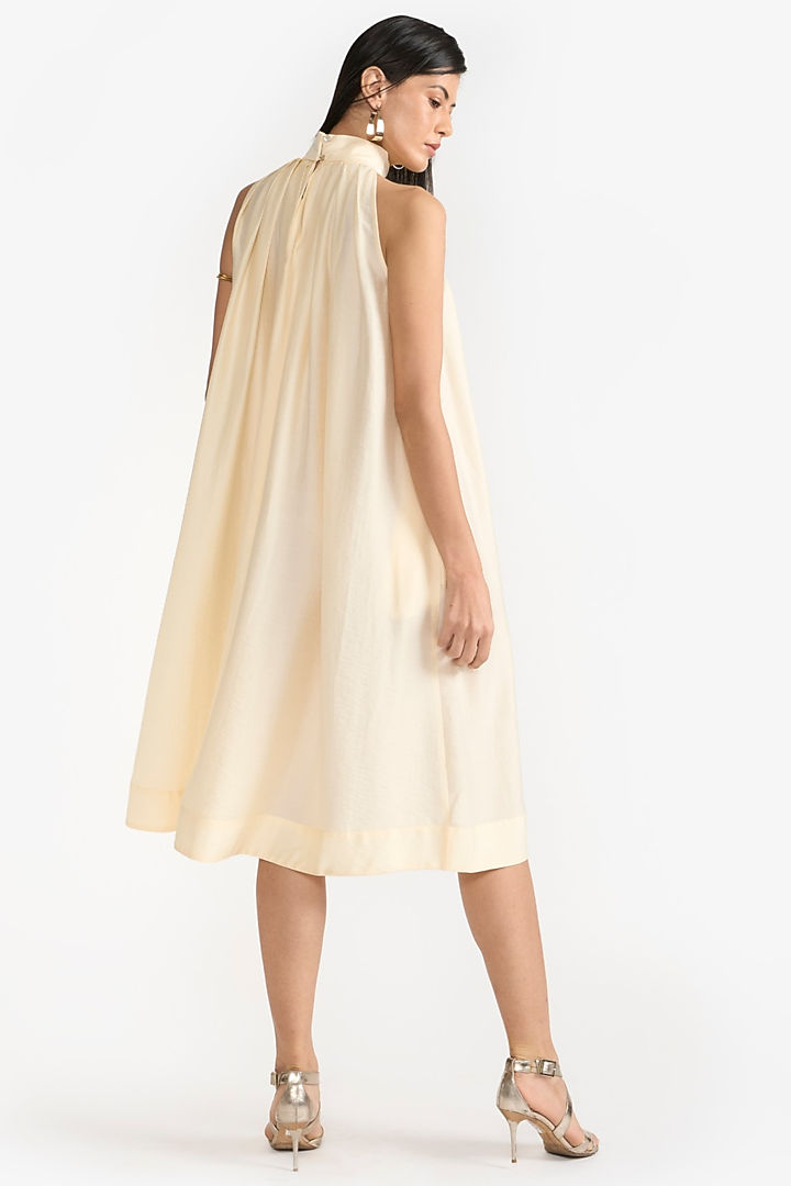 Ivory Tencel Blend Fabric Halter A-Line Vacation Dress by PERONA at Pernia's Pop Up Shop
