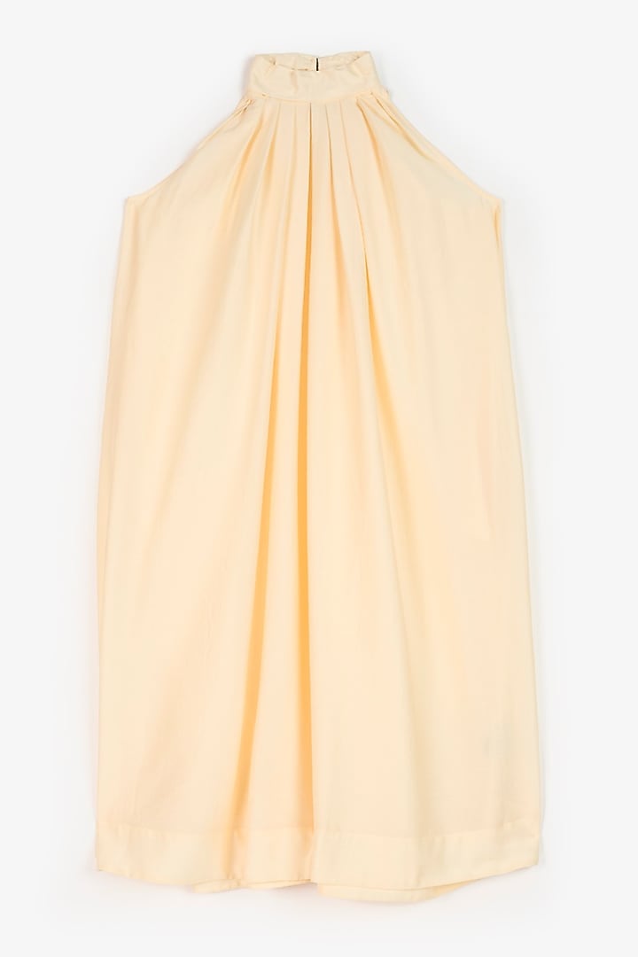 Ivory Tencel Blend Fabric Halter A-Line Vacation Dress by PERONA at Pernia's Pop Up Shop